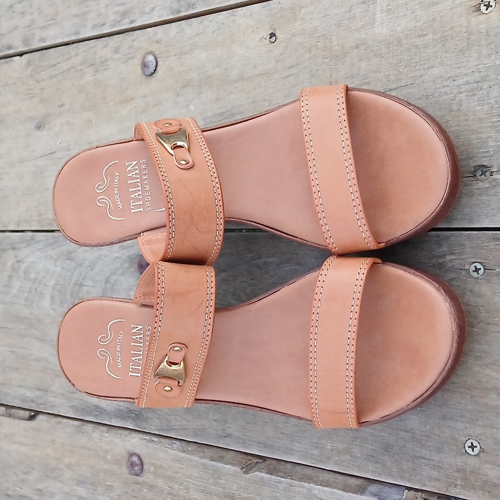 Italian Shoemakers Women's Wedge Leather Sandal Size 8.5 - Picture 3 of 10